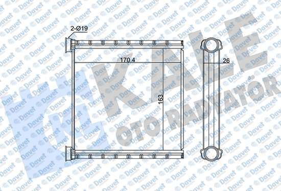 KALE 370625 Kalorifer Radyatoru Vw Crafter 2.0tdi 18> Borusuz (Brazing Al-Al) (26mm)